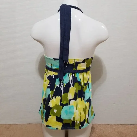 Abercrombie & Fitch top Small colorful abstract floral print sleeveless halter - Picture 3 of 13